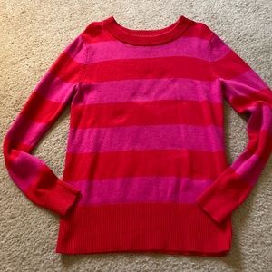 Gap Red and Dark Pink Striped Crewneck Sweater (XS)